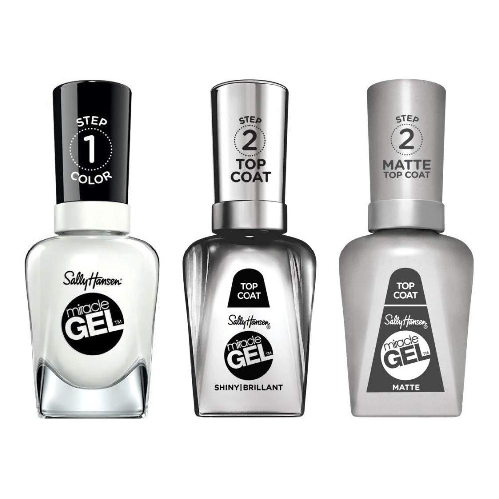 imageSally Hansen Miracle Gel Nail Polish Shade Get Mod 789 with Shiny Top Coat and Matte Top Coat Trio