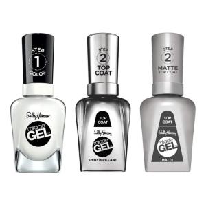 Sally Hansen Miracle Gel Nail Polish, Shade Get Mod #789 with Shiny Top Coat and Matte Top Coat Trio