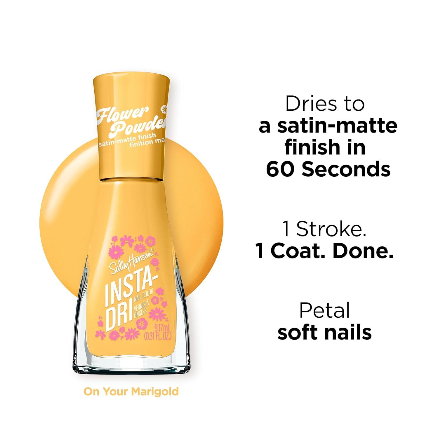 imageSally Hansen InstaDri Flower Powder On Your Marigold Nail Polish Dries in 60 Seconds One Coat SatinMatte Finish