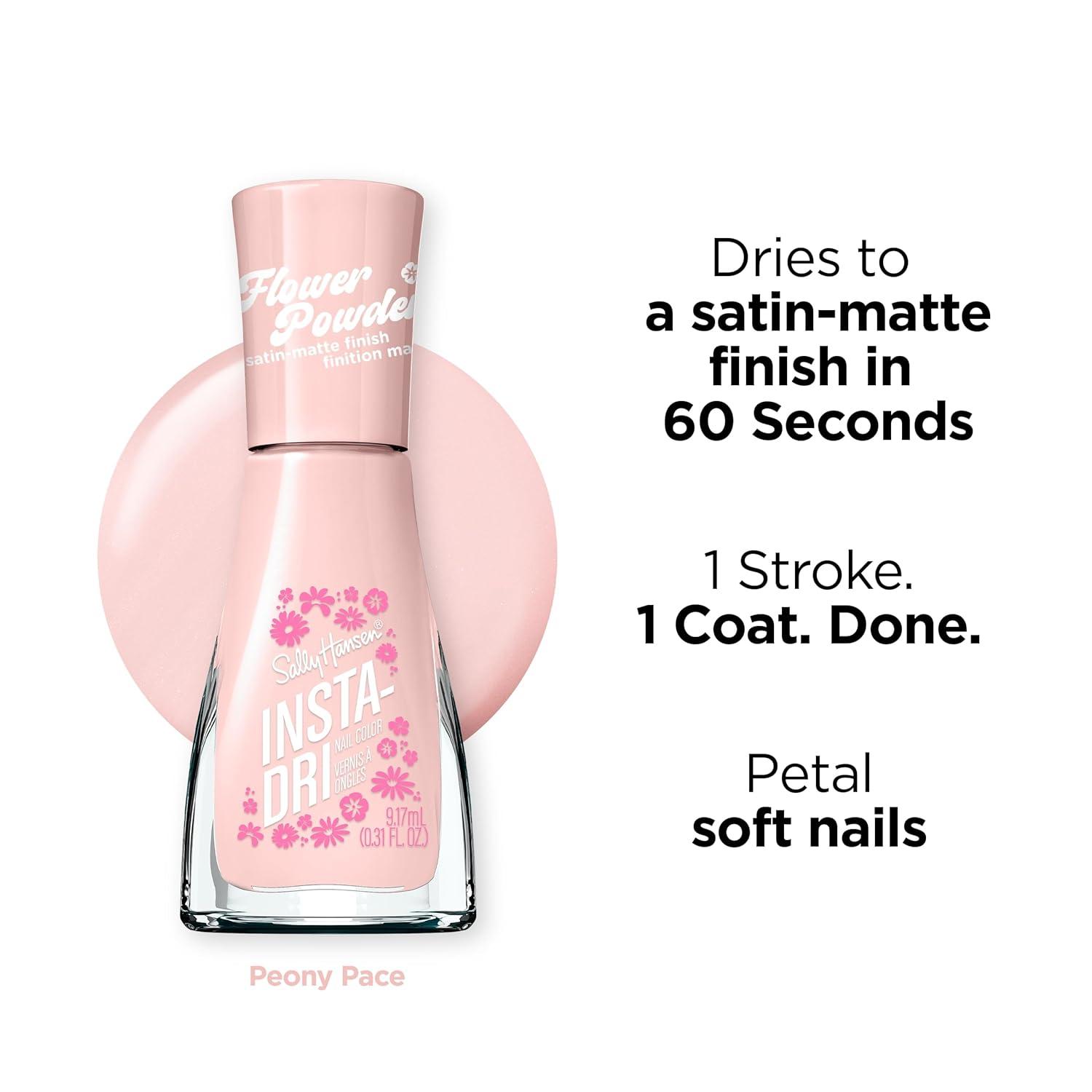 imageSally Hansen InstaDri Flower Powder Peony Pace Nail Polish Dries in 60 Seconds One Coat SatinMatte Finish