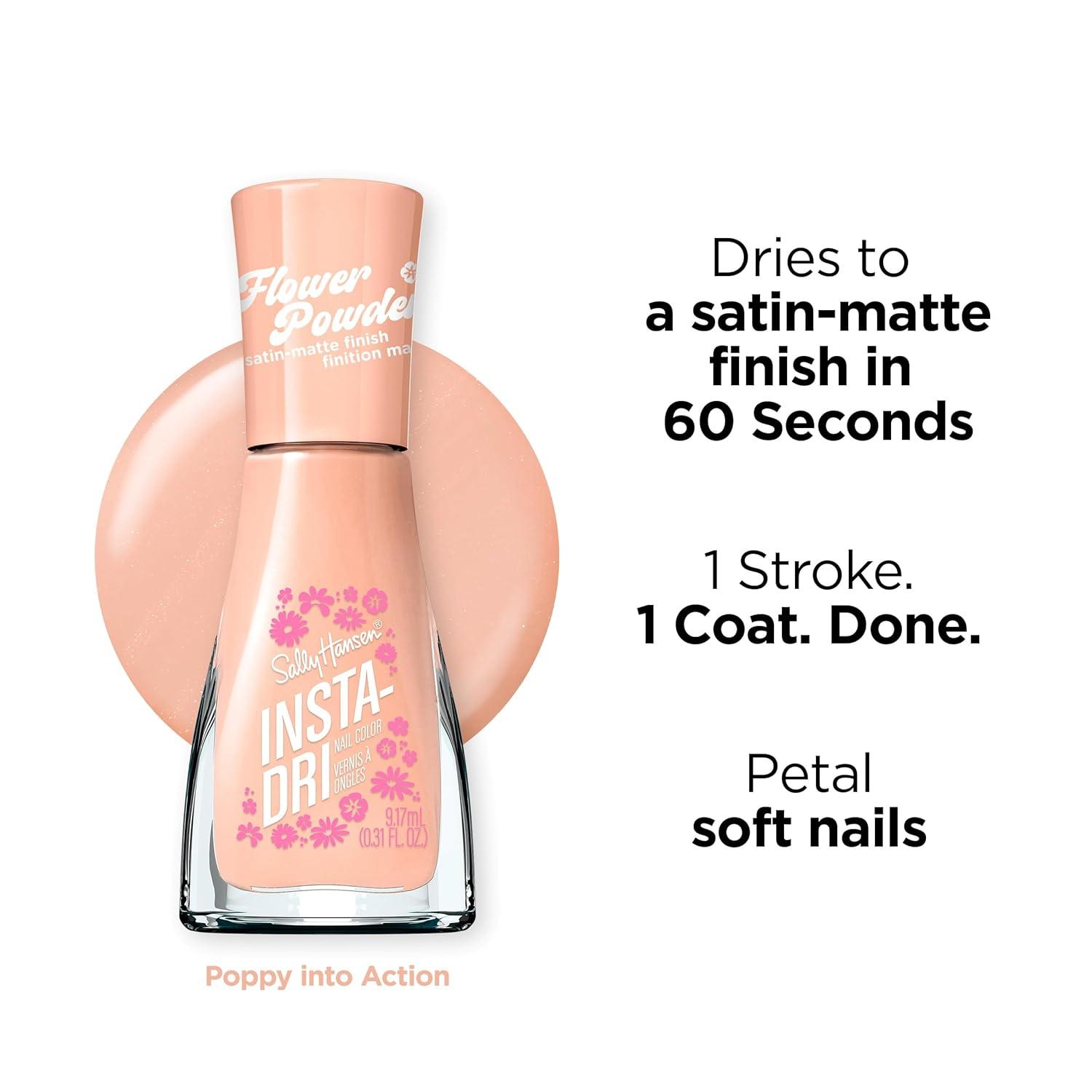 imageSally Hansen InstaDri Flower Powder Poppy Into Action Nail Polish Dries in 60 Seconds One Coat SatinMatte Finish