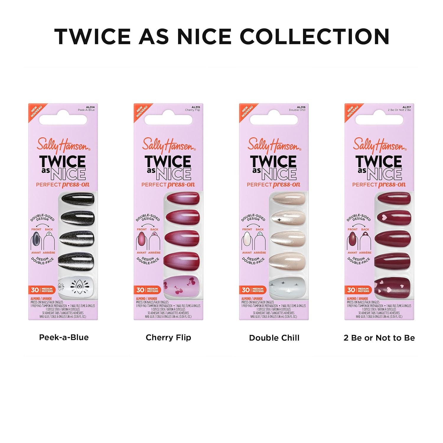 image:imageSally Hansen Perfect PressOns Twice as Nice Double Chill Fake Nails With Vitamin E amp B5 SalonQuality Manicure Easy to Apply