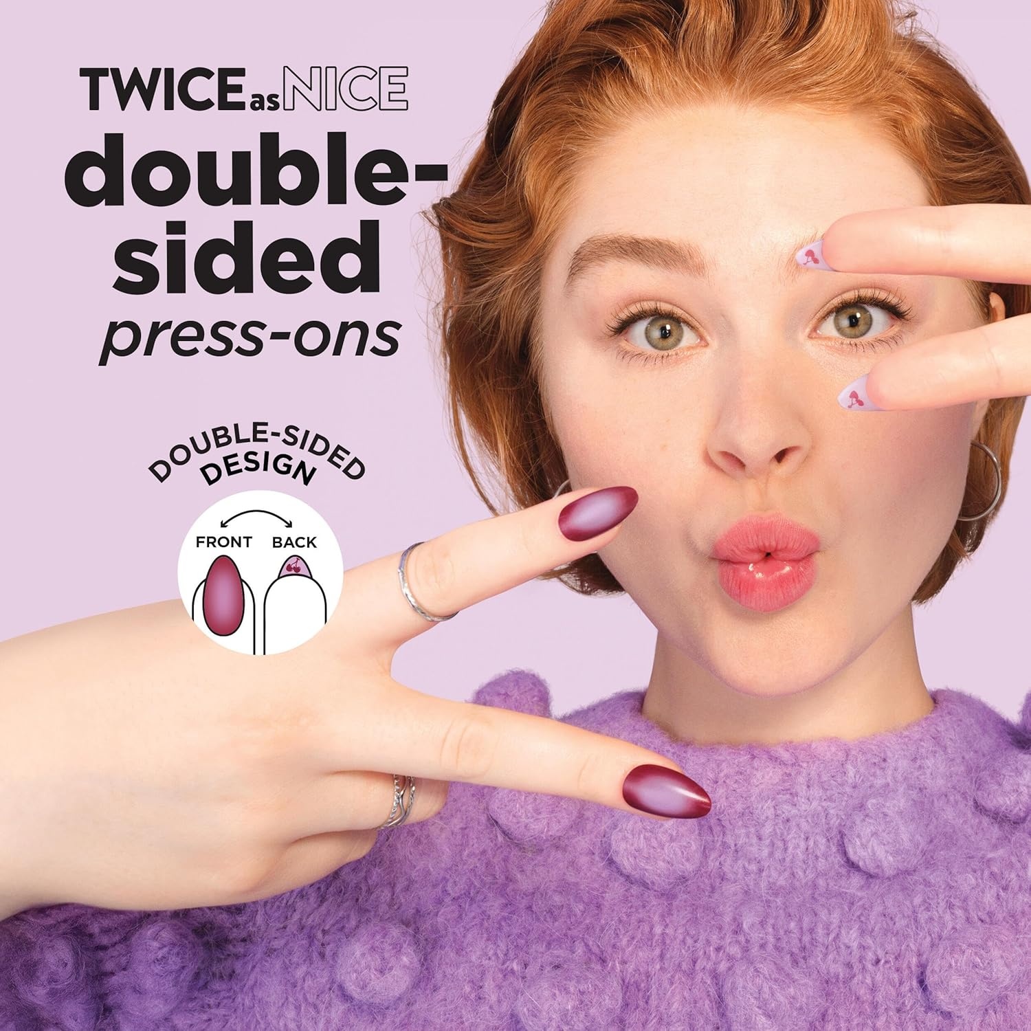 image:imageSally Hansen Perfect PressOns Twice as Nice Double Chill Fake Nails With Vitamin E amp B5 SalonQuality Manicure Easy to Apply