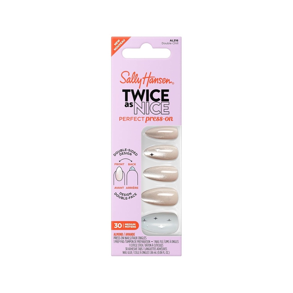 image:imageSally Hansen Perfect PressOns Twice as Nice Double Chill Fake Nails With Vitamin E amp B5 SalonQuality Manicure Easy to Apply