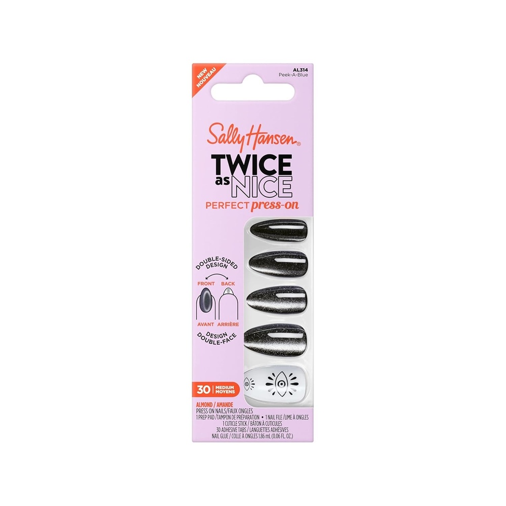 image:imageSally Hansen Perfect PressOns Twice as Nice PeekABlue Fake Nails With Vitamin E amp B5 SalonQuality Manicure Easy to Apply