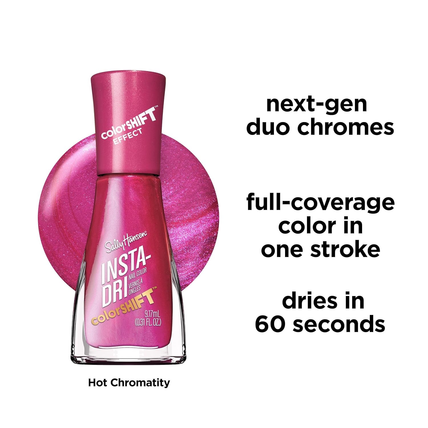 image:imageSally Hansen InstaDri Nail Polish Quick Dry Long Lasting StreakFree Shine Shiny 333 Peachy Breeze Pink Nail Color150 Hot Chromatity