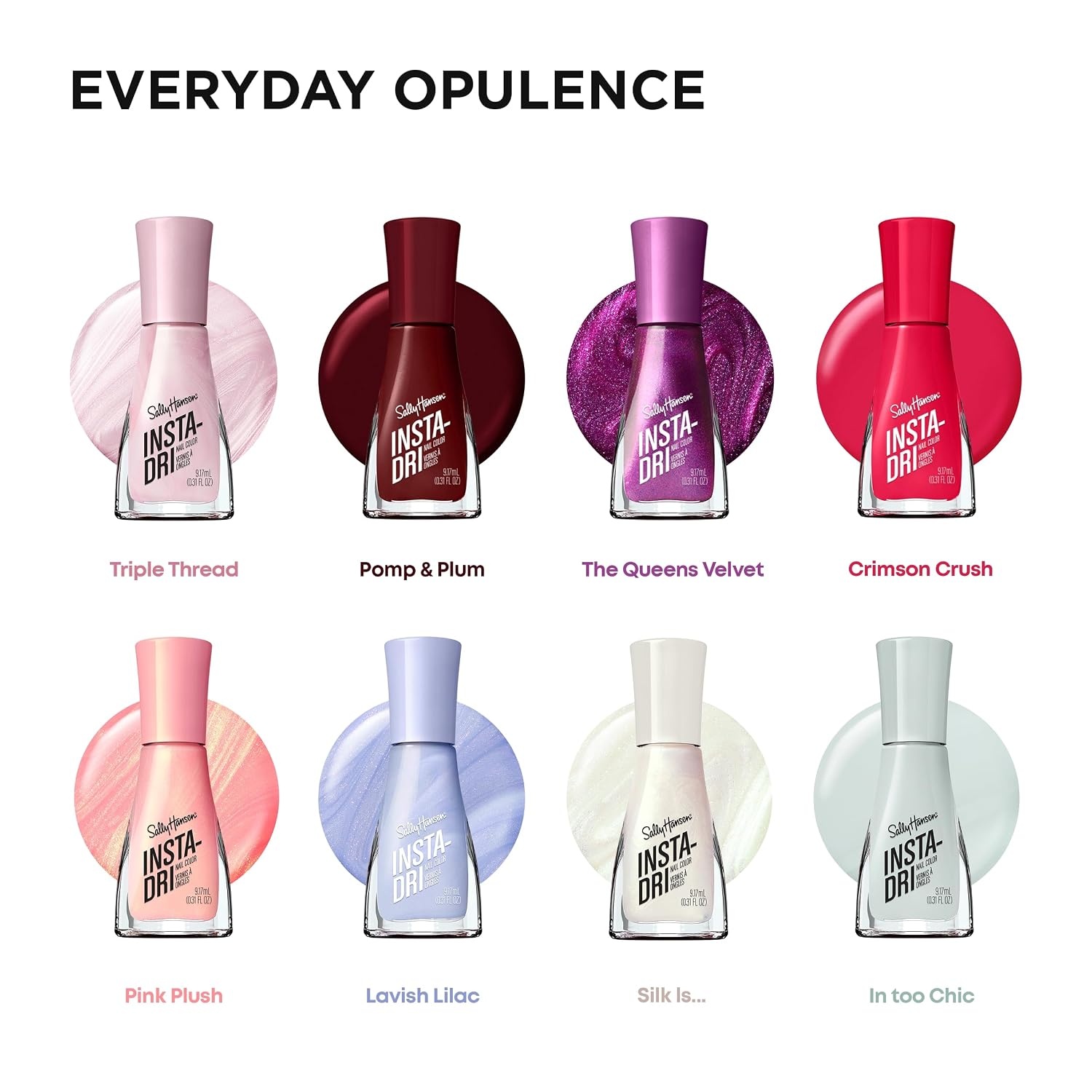 image:imageSally Hansen InstaDri Nail Polish Quick Dry Long Lasting StreakFree Shine Shiny 333 Peachy Breeze Pink Nail Color362 Crimson Crush
