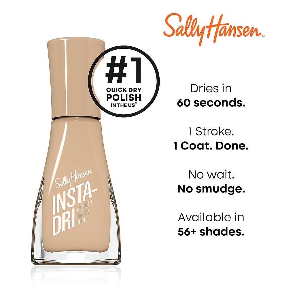 image:imageSally Hansen InstaDri Nail Polish Quick Dry Long Lasting StreakFree Shine Shiny 333 Peachy Breeze Pink Nail Color413 Expresso