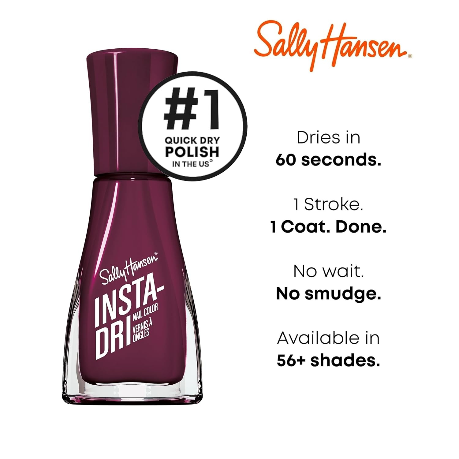 image:imageSally Hansen InstaDri Nail Polish Quick Dry Long Lasting StreakFree Shine Shiny 333 Peachy Breeze Pink Nail Color428 Zip Wine