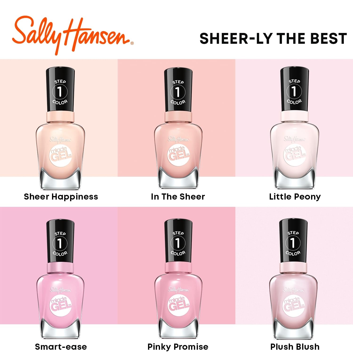 image:imageSally Hansen Miracle Gel Nail Polish Shade Slater Girl 809 05 Fl Oz Pack of 2187 Sheer Happiness