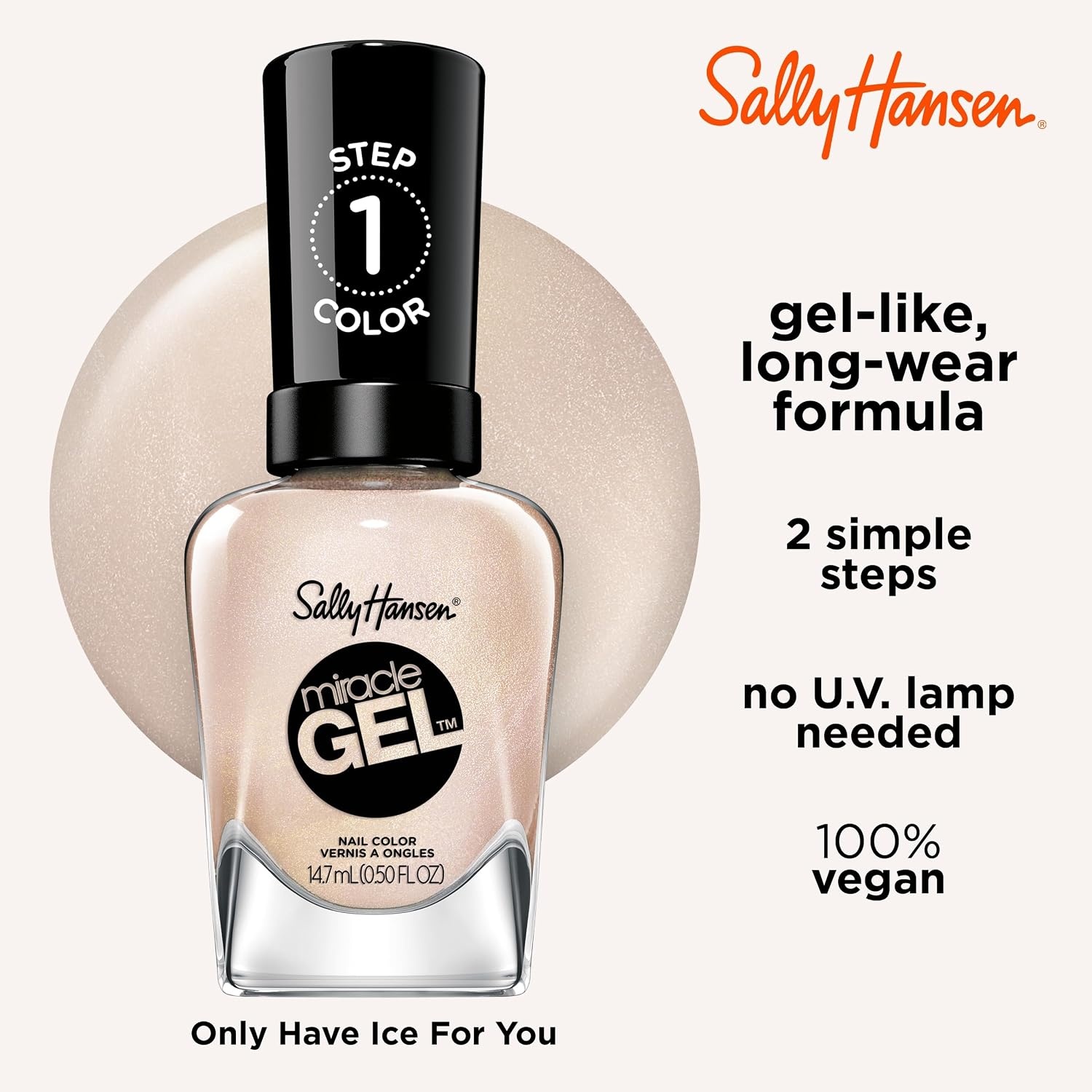 image:imageSally Hansen Miracle Gel Nail Polish Shade Slater Girl 809 05 Fl Oz Pack of 2188 Only Have Ice For You