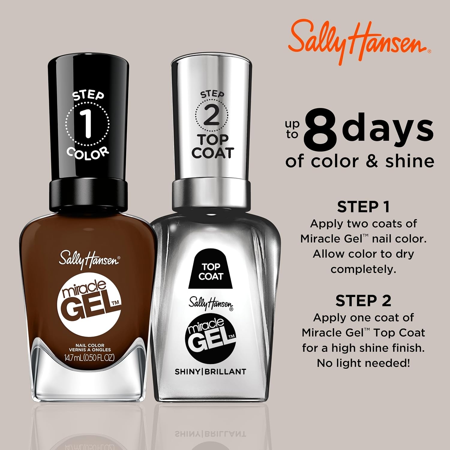 image:imageSally Hansen Miracle Gel Nail Polish Shade Slater Girl 809 05 Fl Oz Pack of 2200 Been There Dune That
