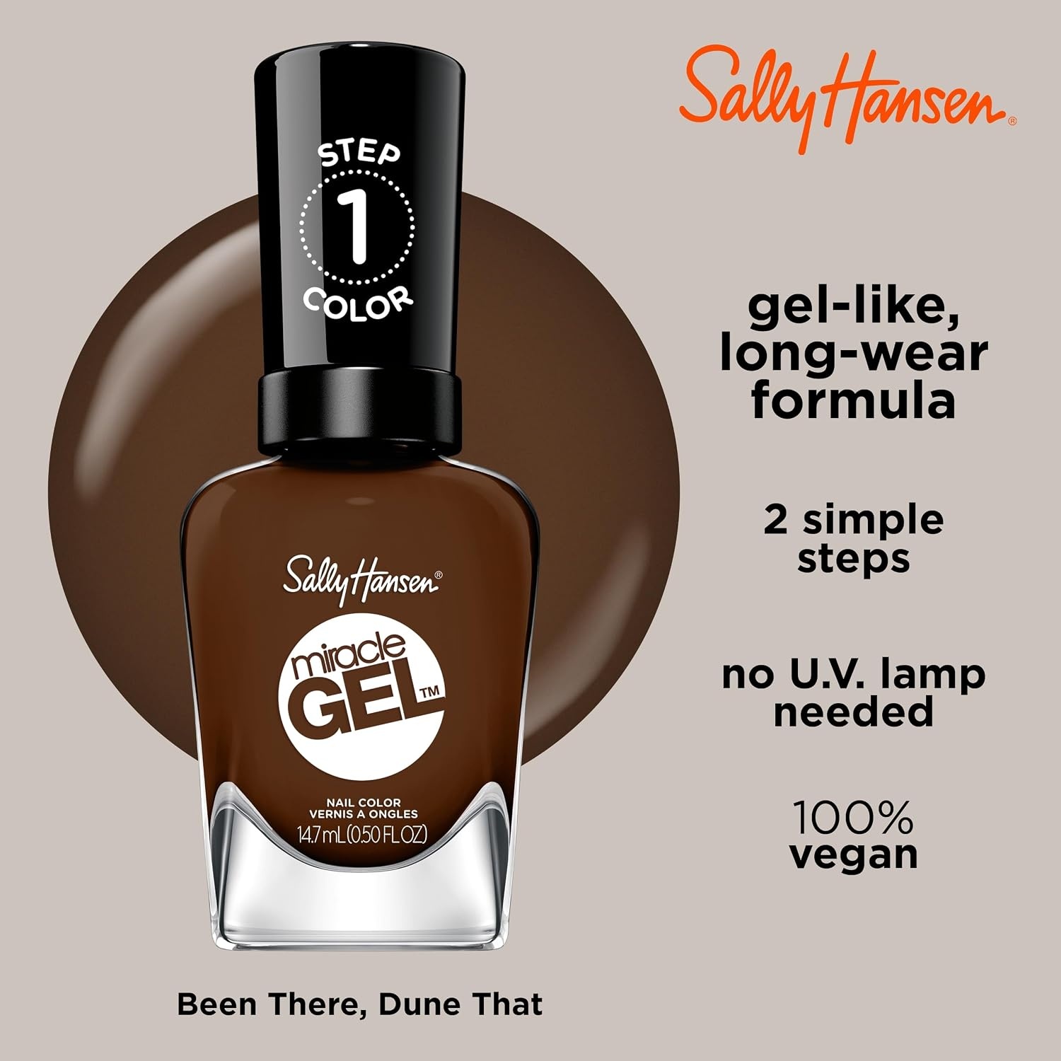 image:imageSally Hansen Miracle Gel Nail Polish Shade Slater Girl 809 05 Fl Oz Pack of 2200 Been There Dune That