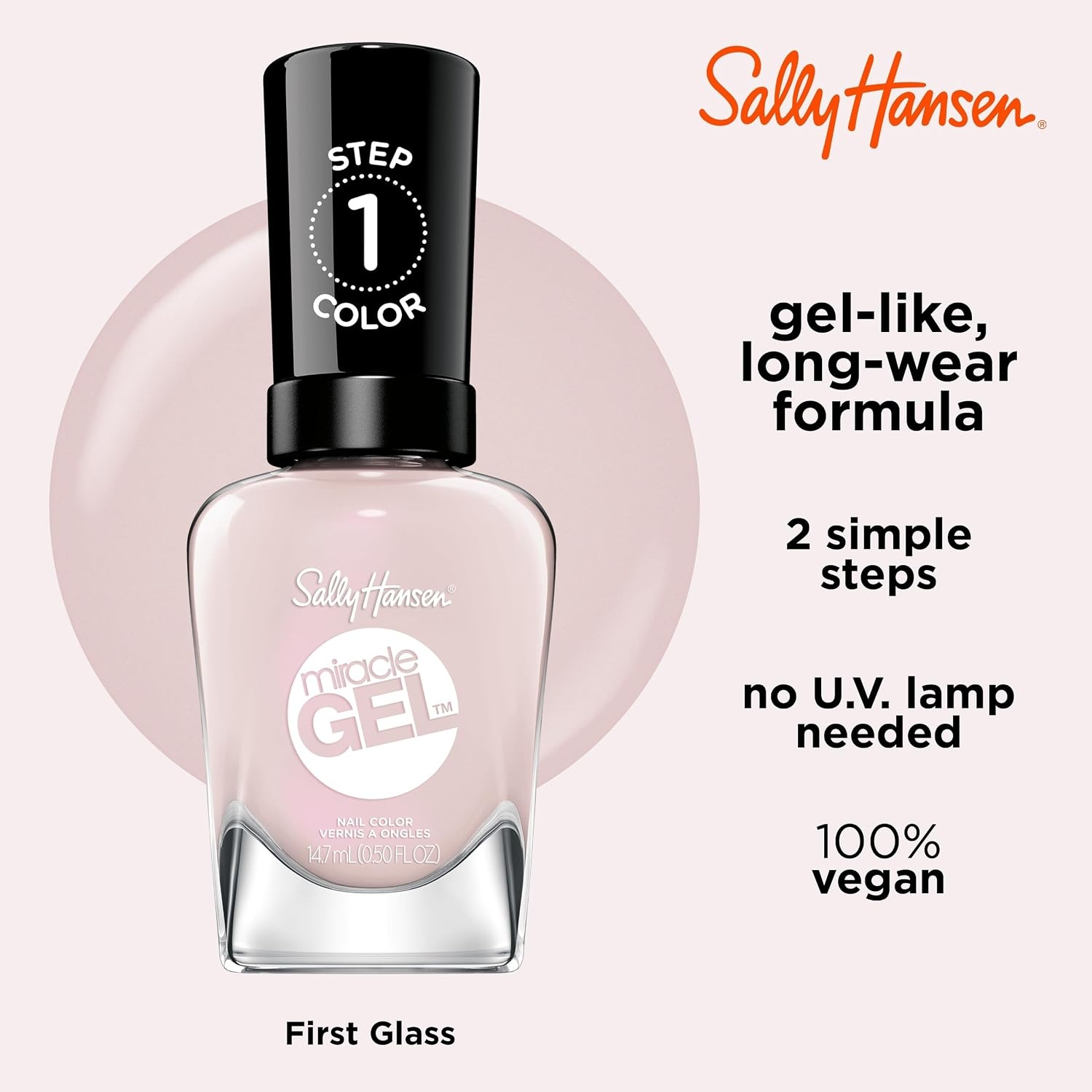 image:imageSally Hansen Miracle Gel Nail Polish Shade Slater Girl 809 05 Fl Oz Pack of 2233 First Glass
