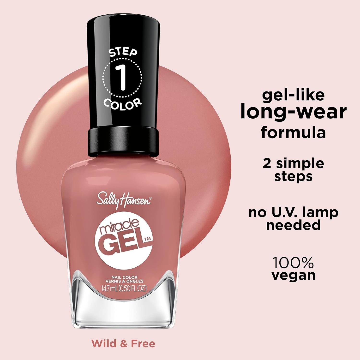 image:imageSally Hansen Miracle Gel Nail Polish Shade Slater Girl 809 05 Fl Oz Pack of 2240 Wild Free