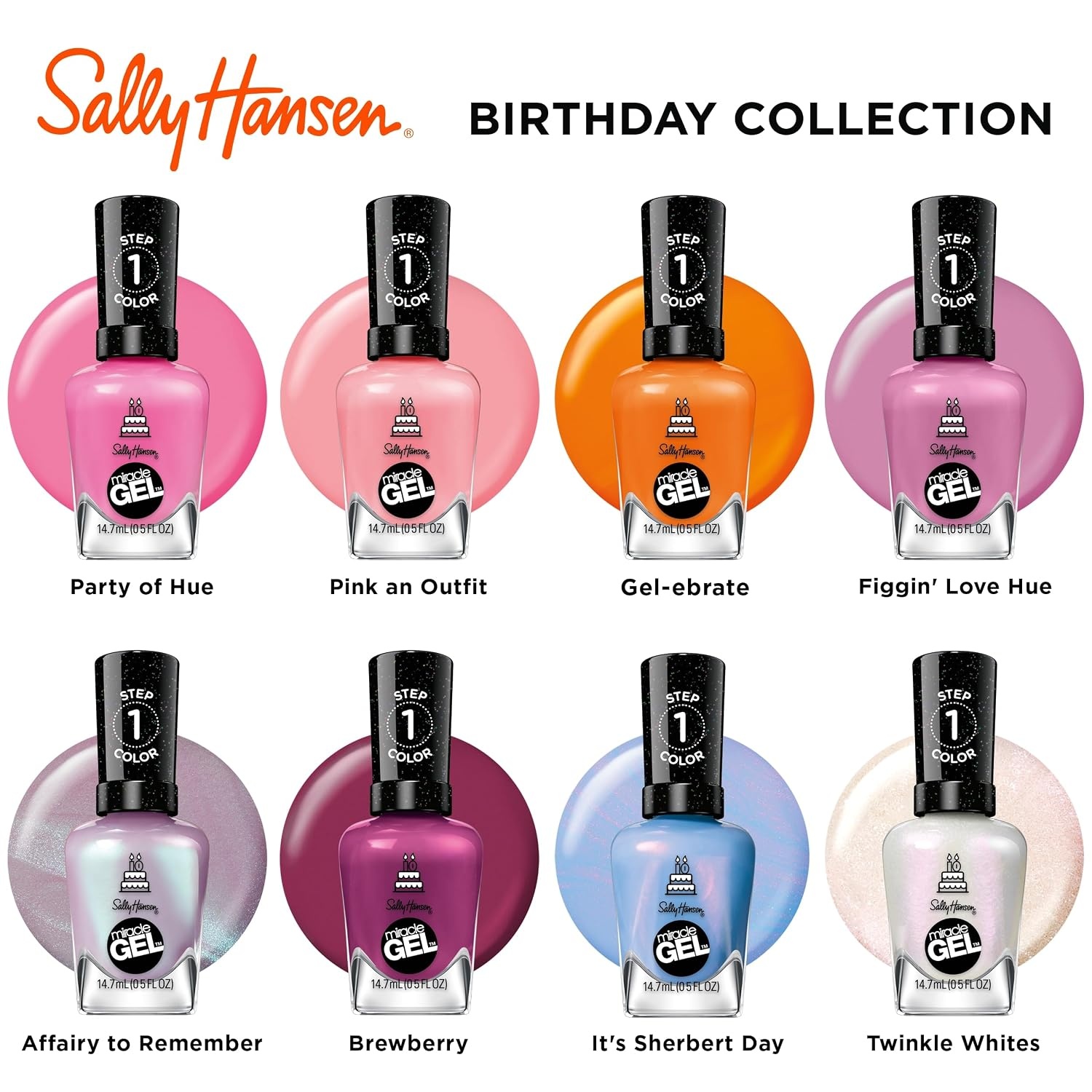image:imageSally Hansen Miracle Gel Nail Polish Shade Slater Girl 809 05 Fl Oz Pack of 2785 Twinkle Whites