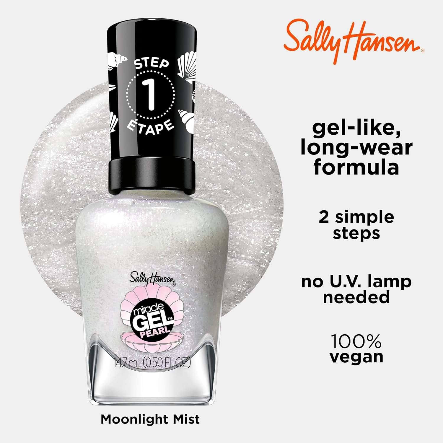 image:imageSally Hansen Miracle Gel Nail Polish Shade Slater Girl 809 05 Fl Oz Pack of 2909 Moonlight Mist