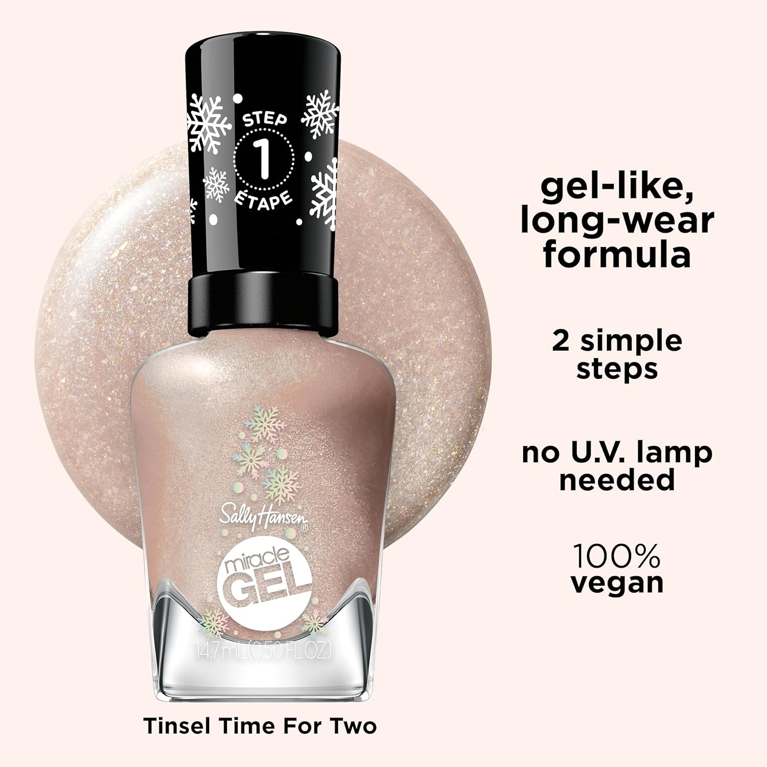 image:imageSally Hansen Miracle Gel Nail Polish Shade Slater Girl 809 05 Fl Oz Pack of 2921 Tinsel Time for Two